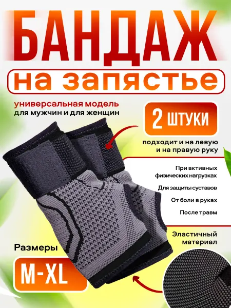 Бандаж на запястье лучезапястный фиксатор 2 шт