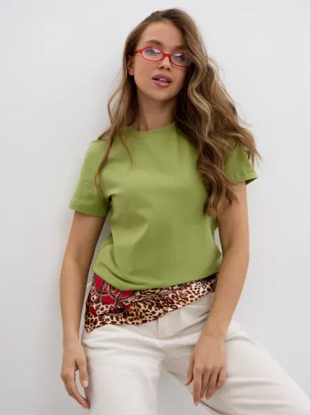 Basic look Футболка травяная однотонная