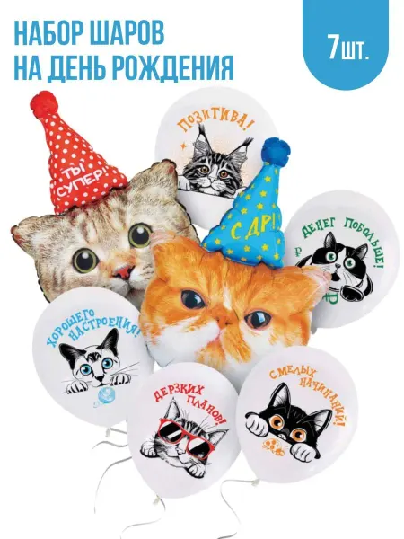 Пати Бум Воздушные шары Котики фотозона
