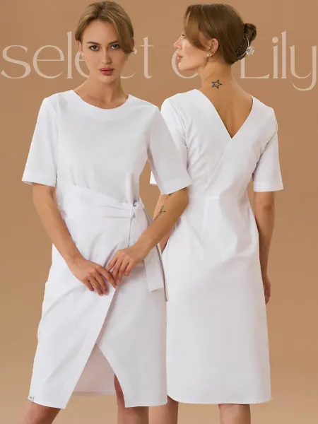 Select of Lily Платье медицинское белое стрейч