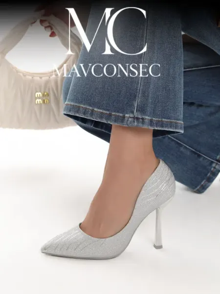 MAVCONSEC Туфли лодочки вечерние на шпильке блестящие