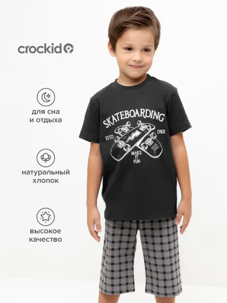 Crockid Трикотажная пижама с футболкой и шортами