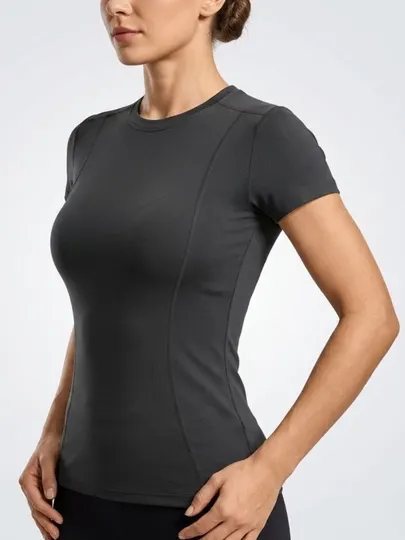 Женская компрессионная футболка Slim Fit для фитнеса и спорта FITMUSE, дышащая утягивающая