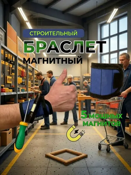 Магнитный браслет, строительный, регулируемый