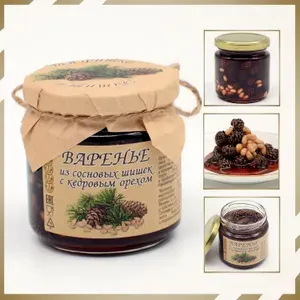 Варенье из сосновых шишек с кедровым орехом 250 гр, вкусный подарок, полезные сладости