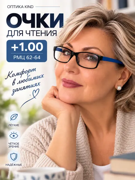 Kind Корригирующие очки +1.0 для зрения и чтения