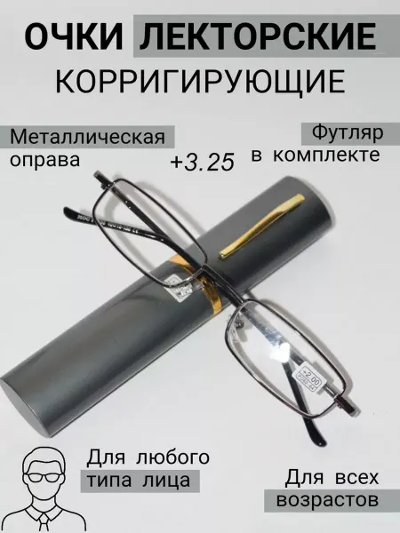 MOCT Очки для зрения в футляре +3.25 серый