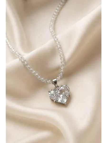 LINE Jewelry Чокер -бусы на шею с фианитами сердце бижутерия
