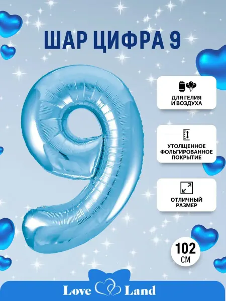 LOVE LAND Шар Цифра 0,1,2,3,4,5,6,7,8,9 высота 1м