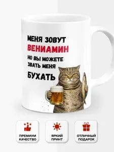 Кружка именная с приколом Меня зовут Вениамин но вы можете звать меня