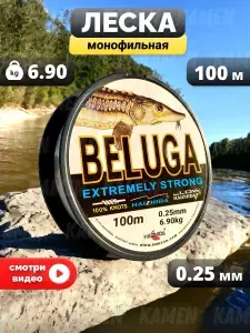 Леска для рыбалки летняя 0,25 мм, 100м, спиннинга, фидера, поводков, бисера, монофильная рыболовная леска белуга для рыбалки