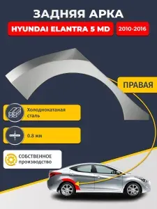 Правая задняя ремонтная арка для автомобиля Hyundai Elantra 5 MD 2010-2016 седан (Элантра МД). Холоднокатаная сталь 0,8мм.