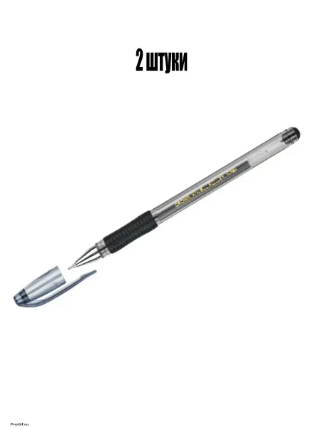 CROWN Ручка гелевая 0,5 мм Hi-Jell Needle Grip Черная, 2 шт