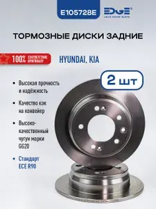 Тормозные диски задние E105728-2E. КИА СПОРТЕЙДЖ 3 (09-н.в), KIA SPORTAGE III