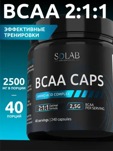 Аминокислоты BCAA 2:1:1, 240 капсул, БЦАА без добавок в капсулах, спортивное питание, комплекс незаменимых аминокислот, спортпит для мужчин и женщин 40 порций