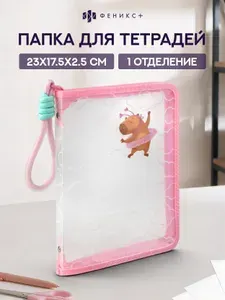 Папка для школьных тетрадей пластиковая 23х17,5х2,5 см Феникс+, 1 отделение на молнии