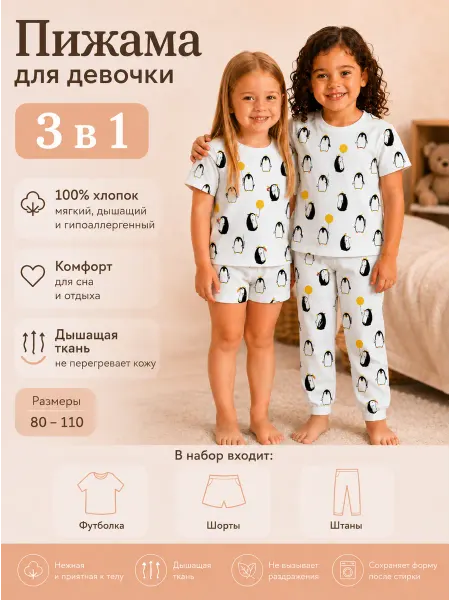 Маленький лис Пижама детская 3 в 1