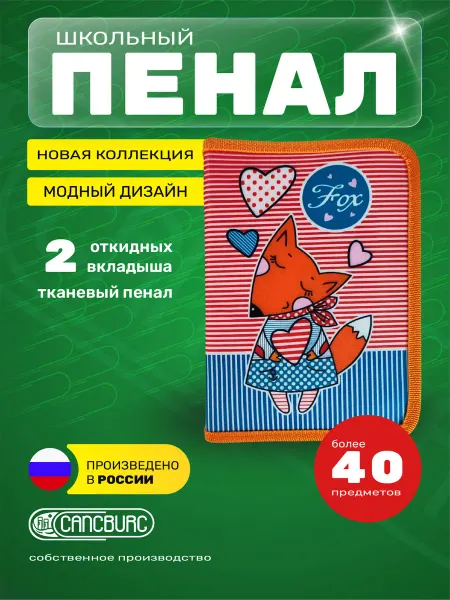 Cancburg Пенал школьный, 1 отделение с двумя вкладками