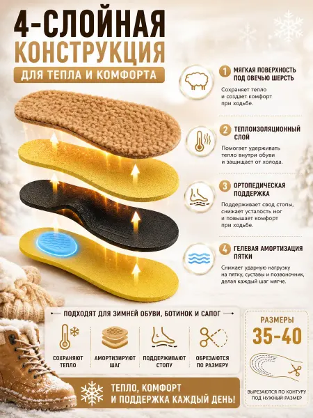 HomeLite 1 термостельки с мехом овчины