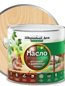 Масло для террас и деревянных полов Здоровый Дом бесцветное 1,8л Л-С
