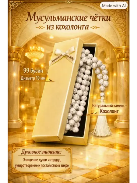 4itke четки мусульманские из кахолонга 99 бусин 10 мм