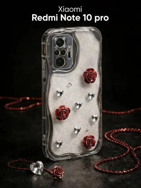 РИНОФОН Чехол с розами и кристаллами на Xiaomi Redmi Note 10 Pro