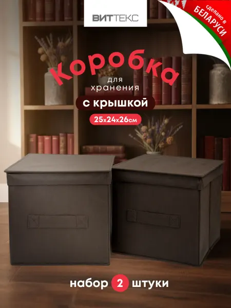 Виттекс Коробки органайзеры для хранения вещей игрушек с крышкой