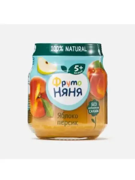 Фрутоняня пюре Яблоко Персик, пюре, без сахара, 100 г