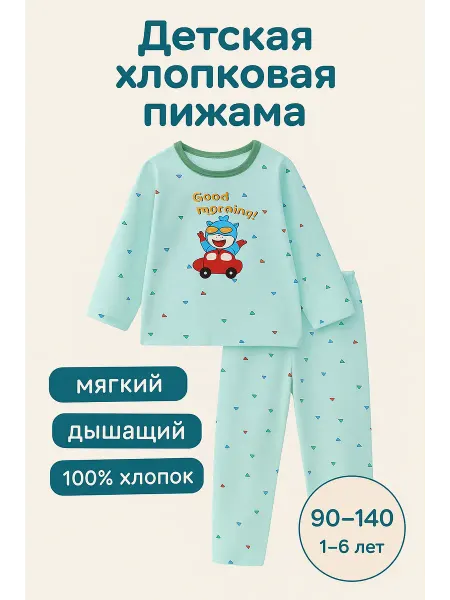 BAYAU Детская хлопковая пижама, 100% хлопок, мягкая ткань
