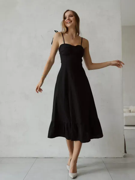 GlamourHouse Платье сарафан с корсетом летнее миди 100% лён