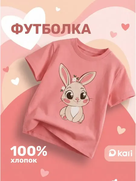 KariKids Футболка для девочки с принтом, 100% хлопок
