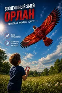 Воздушный змей для взрослых и детей Орёл,уличная игрушка, красный