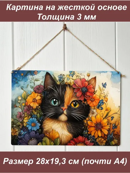1001puzzle Картина интерьерная на стену, постер. Трехцветная кошка