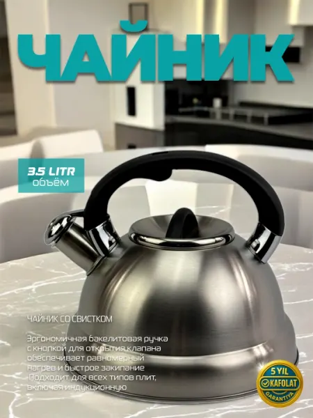 Чайник металлический, керамический, со свистком, для всех видов плит