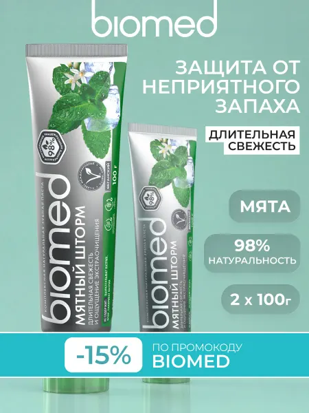 Biomed Зубная паста (БИОМЕД) «Мятный шторм». 100г, 2 шт
