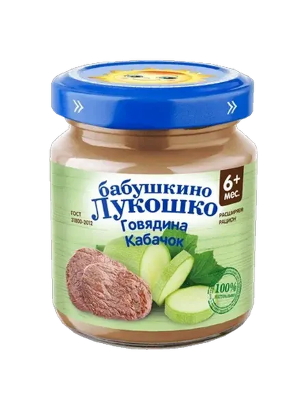 Бабушкино Лукошко Пюре говядина кабачок Дюймовочка 100г