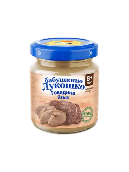 Бабушкино Лукошко Пюре говядина язык 100г
