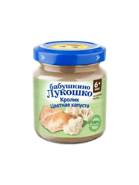 Бабушкино Лукошко Пюре кролик, цветная капуста 100г стекло
