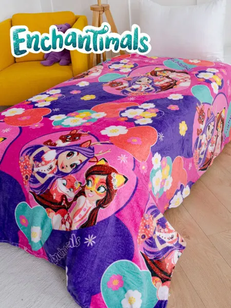 Павлинка Плед детский 100х150 велсофт в кроватку Enchantimals