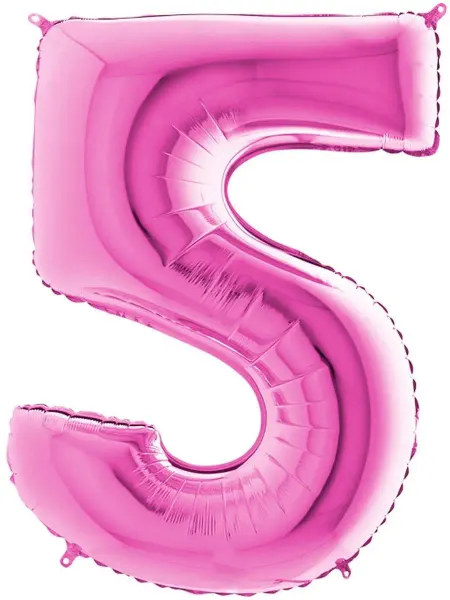 Grabo Balloons Воздушный шар Цифра 5, розовый, 101 см