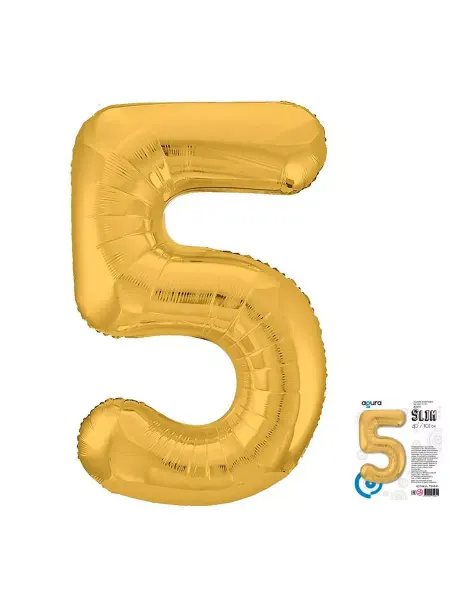 Holiville Шар Цифры Золото Slim "5" 102 см
