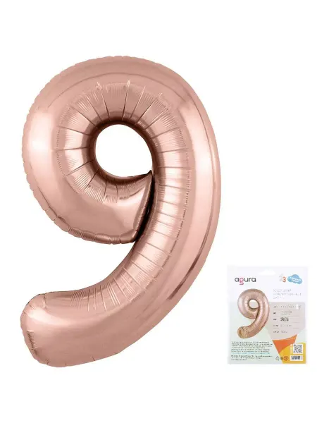 Holiville Шар Цифры Розовое золото Slim "9" 102 см
