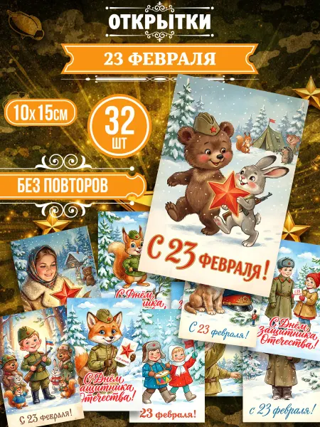 История открыток Открытки на 23 февраля 10х15 см в советском стиле