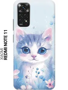 Силиконовый чехол на Xiaomi Redmi Note 11 / Note 11S с принтом "Котик в цветах"