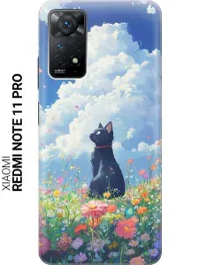 Силиконовый чехол на Xiaomi Redmi Note 11 Pro с принтом "Одинокий котик"