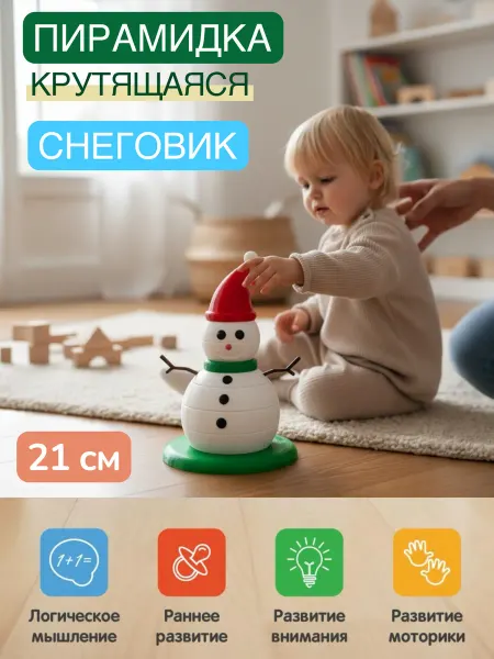 Мадагаскария Игрушка фигурка Снеговик пирамидка винтовая