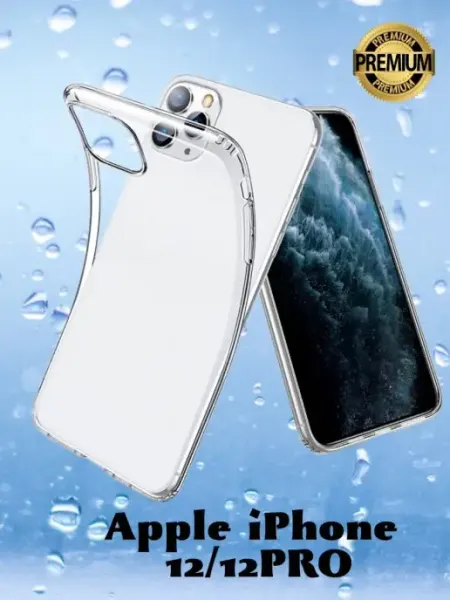 SlipCover Прозрачный силиконовый чехол для Apple iPhone 12, 12 PRO, Ба…