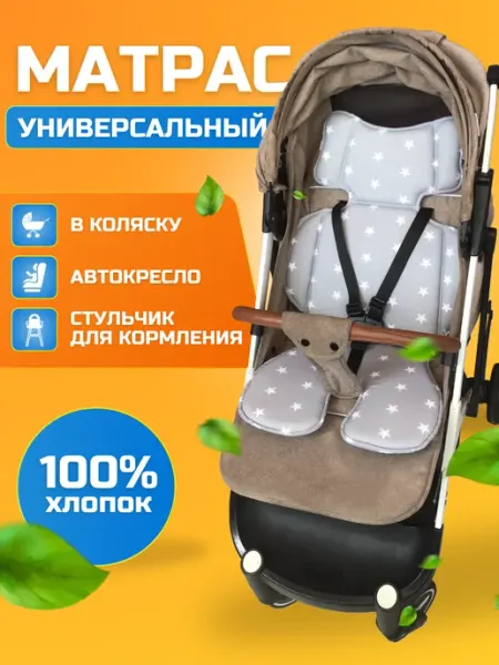 ТопТекстиль Матрасик в прогулочную коляску вкладыш летний