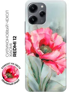 Силиконовый чехол на Xiaomi Redmi 12 с принтом "Огонь на пепле"