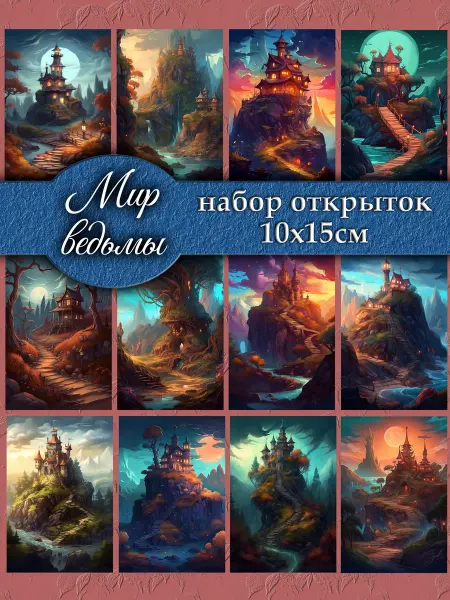 Анастасия Рыбачук "Мир ведьмы" - набор из 12 открыток для посткроссинга